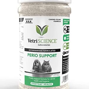 VETRISCIENCE Perio Support Teeth Cleaning Dental Powder for Dogs and Cats, Up to 192 Servings – Clinically Proven to Reduce Plaque and Tartar