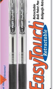 PILOT EasyTouch Retractable Ball Point Pens, Fine Point, Black Ink, 2-Pack (32250)