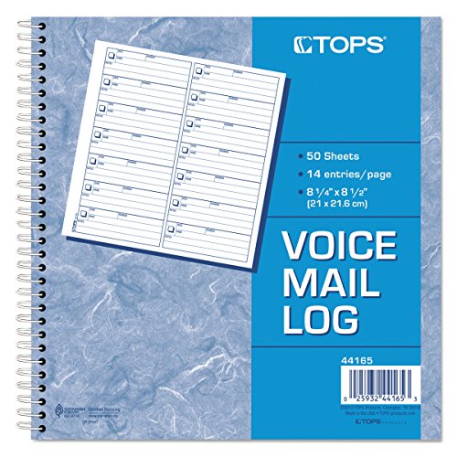 TOPS 44165 Voice Mail Log Book, 8 1/2 X 8-1/4, 1,400-Message Book