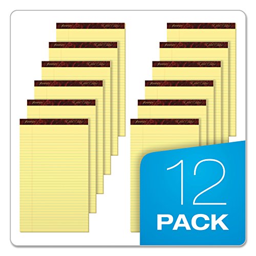 Ampad Gold Fibre Writing Pads, 8-1/2" x 14", Legal Rule, Canary Paper, 50 Sheets, 12 Pack (20-030R)