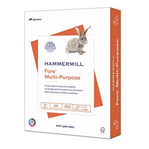 hammermill printer paper, fore multipurpose 24 lb copy paper, 8.5 x 11 - 1 ream (500 sheets) - 96 bright, made in the usa, 103283r