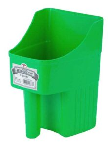 little giant® plastic enclosed feed scoop | heavy duty durable stackable feed scoop with measure marks | 3 quart | ranchers, homesteaders and livestock farmers | lime green