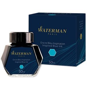 waterman fountain pen ink, inspired blue, 50ml bottle