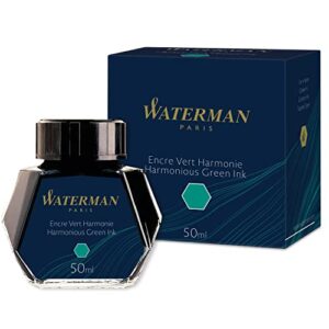waterman fountain pen ink, harmonious green, 50ml bottle