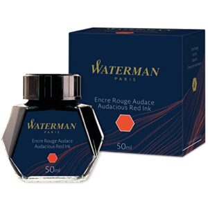 waterman fountain pen ink, audacious red, 50ml bottle