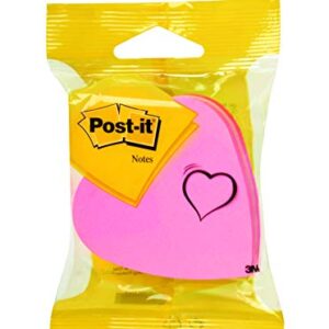Post-it Notes - 1 Block of 225 Heart Shape Sticky Notes - 70 x 70mm - Sticky Notes for Desk, Office, School and Memos - Pink