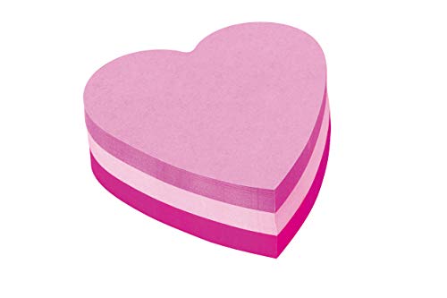 Post-it Notes - 1 Block of 225 Heart Shape Sticky Notes - 70 x 70mm - Sticky Notes for Desk, Office, School and Memos - Pink