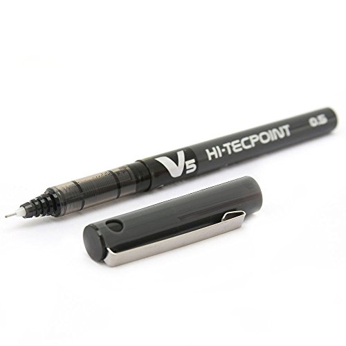 PILOT V5 Liquid Ink Rollerball 0.5 mm Tip - Black, Box of 12