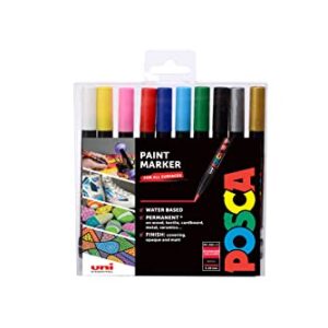 posca 153544849 0.1-10 mm Tip Waterbased Paint Marker - Assorted Colours (Pack of 10)