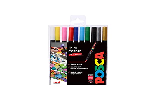 posca 153544849 0.1-10 mm Tip Waterbased Paint Marker - Assorted Colours (Pack of 10)