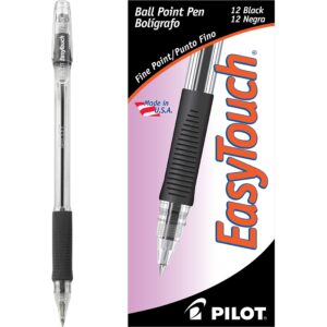 PILOT EasyTouch Ballpoint Stick Pens, Fine Point, Black Ink, 12-Pack (32001)