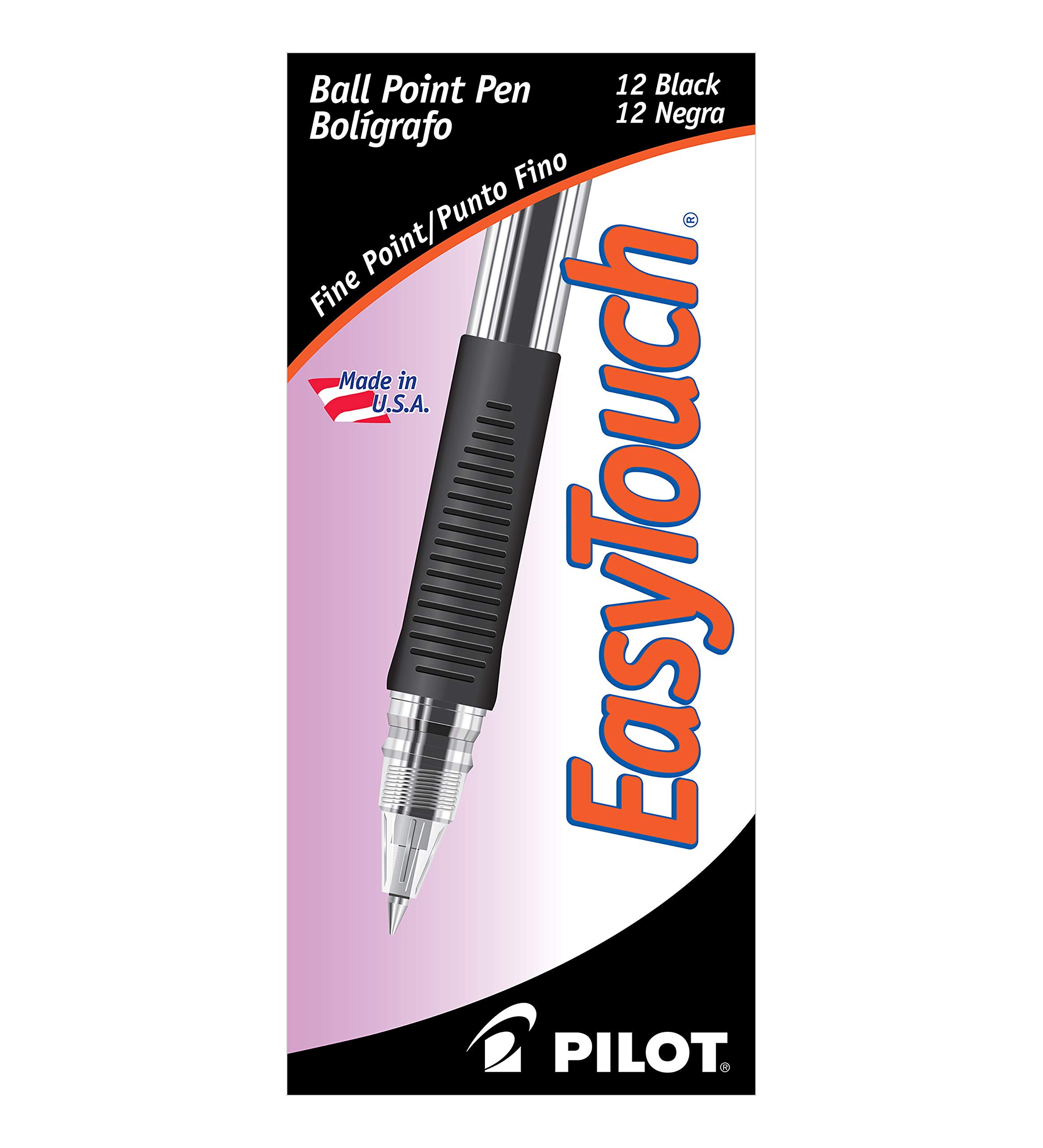 PILOT EasyTouch Ballpoint Stick Pens, Fine Point, Black Ink, 12-Pack (32001)