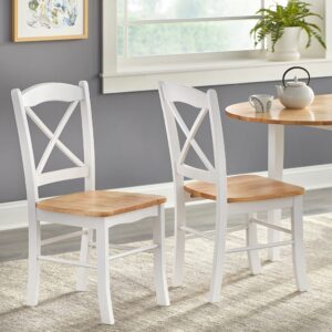 target marketing systems tiffany cross back dining room chairs, comfortable and classic design, made of solid rubberwood, seat height 18", set of 2, no size, pure white/natural