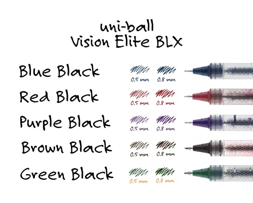 uni-ball Vision Elite BLX Infusion Rollerball Pen Bold Point, 0.8mm, Blue/Black, 4 Pack