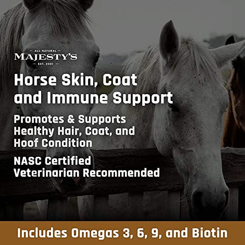 Majesty's Omega Wafers - Superior Horse / Equine Skin, Coat, and Immune Support Supplement - Omega 3, 6, 9, and Biotin - 60 Count (2 Month Supply)