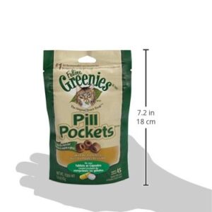 FELINE GREENIES PILL POCKETS for Cats Natural Soft Cat Treats, Salmon Flavor, 1.6 oz. Pack (45 Treats)