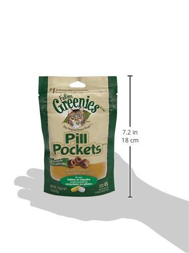 FELINE GREENIES PILL POCKETS for Cats Natural Soft Cat Treats, Salmon Flavor, 1.6 oz. Pack (45 Treats)