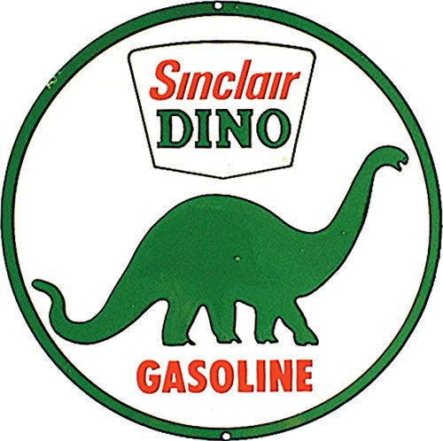 Signs 4 Fun SROS2 Oil-Sinclair Dino Round Sign, Brown