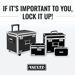 Vaultz Portable File Storage Box with Handle - 14.5" x 17.5" x 15.5" Letter/Legal Size Mobile Lock Box - Double Combination Locking Cabinet - Black