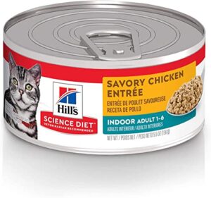 hill's science diet wet cat food, adult, indoor, savory chicken recipe, 5.5 oz. cans, 24-pack