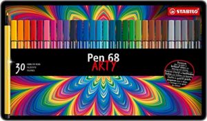 stabilo 68 metal tin fineliner pens , set of 30 , multicolored