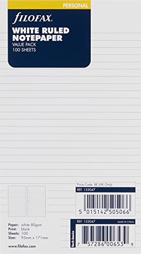 Filofax Ruled White (100 Pack) (B133047)