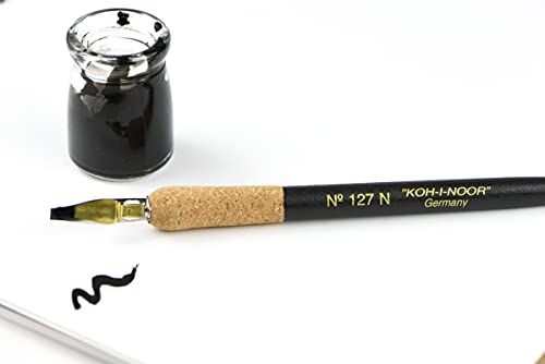 Koh-I-Noor Wooden Pen Holder with Cork Grip, For Drafting and Drawing, Black, 1 Each (127N.BLA)