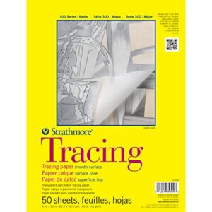 strathmore 300 series tracing paper pad, tape bound, 11x14 inches, 50 sheets (25lb/41g) - artist paper for adults and students