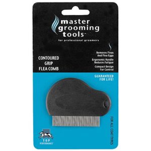 master grooming tools contoured grip flea combs — ergonomic combs for removing fleas, black, 3-inch