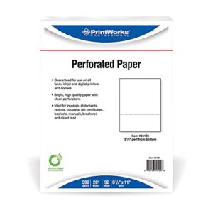 printworks professional 3 2/3" perforated paper, 500 sheets, 20 lb, white (04124)