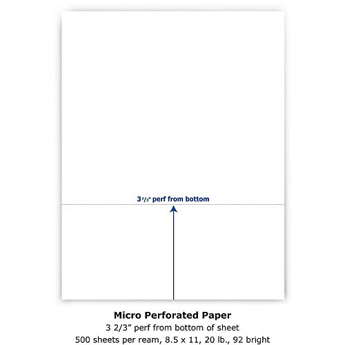 PrintWorks Professional 3 2/3" Perforated Paper, 500 Sheets, 20 lb, White (04124)