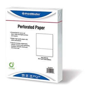 PrintWorks Professional 3 2/3" Perforated Paper, 500 Sheets, 20 lb, White (04124)