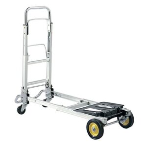 safco products hide-away convertible hand truck, dual function, 400 lbs. total capacity, aluminum frame