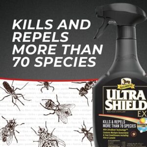 Absorbine UltraShield EX Insecticide Spray for Horses & Dogs, Kills & Repels Fly Tick Mosquito Flea Lice, Lasts Up to 17 Days, 32oz Quart Spray Bottle