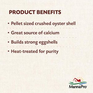 Manna Pro Crushed Oyster Shell - Calcium Supplement for Laying Hens - Chicken Feed for Egg-Laying Chickens - 5 lbs