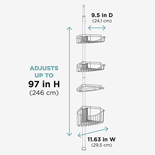 Zenna Home, Satin Nickel Tension Corner Pole Caddy