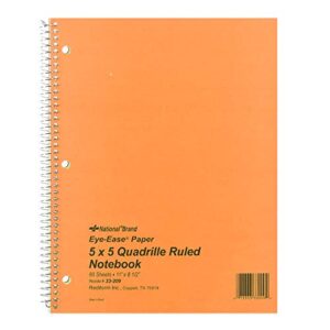 national brand brown board cover notebook, quad, 1-subject, green paper, 11 x 8.5" 80 sheets (33209)