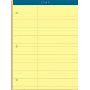 TOPS 63394 Double Docket Pad, Extra Stiff Back, 8 1/2 x 11 3/4, Canary, 100 Sheets