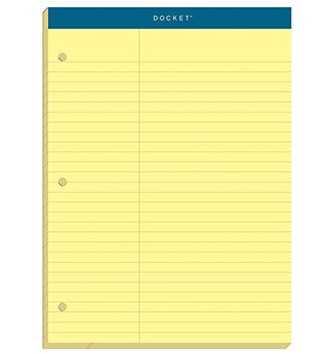 TOPS 63394 Double Docket Pad, Extra Stiff Back, 8 1/2 x 11 3/4, Canary, 100 Sheets