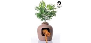 good pet stuff, the original hidden litter box, artificial plants & enclosed cat planter litter box, vented & odor filter, easy to clean, mocha brown
