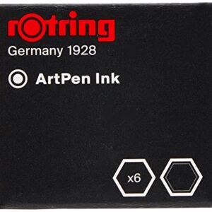 rOtring Fountain Pen, ArtPen, Replacement Ink Cartridges, 6-pack - S0194751,Black