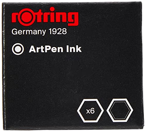 rOtring Fountain Pen, ArtPen, Replacement Ink Cartridges, 6-pack - S0194751,Black