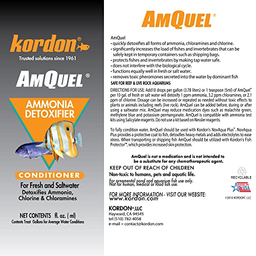 Kordon AMQUEL One-Step Aquarium Water Conditioner - Removes Chlorine & Chloramines Fast, Detoxifies Ammonia, for Freshwater & Saltwater Aquariums, 1-Gallon