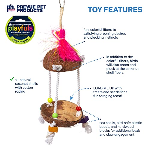 Prevue Pet Products Forage & Engage Tropical Teasers Tiki Hut Bird Toy 62188