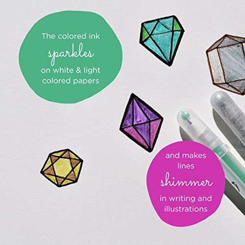 SAKURA Gelly Roll Stardust Meteor Glitter Gel Pens - Bold Point Ink Pen for Lettering, Drawing, Invitations, & Stationery - Assorted Colored Ink - Bold Line - 6 Pack