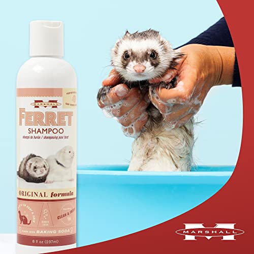 Marshall Pet Products Natural pH Balanced, Tearless Original Ferret Deodorizing Shampoo with Baking Soda, Baby Fresh Scent, 8 oz