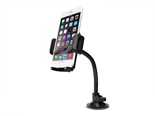 Upgraded Car Phone Holder Mount Windshield & Dashboard Mount, Long Arm Cell Phone Holder with Strong Suction Cup