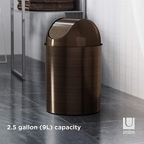 Umbra Mezzo Swing-Top Waste Can, 2.5-Gallon (10 L), Bronze