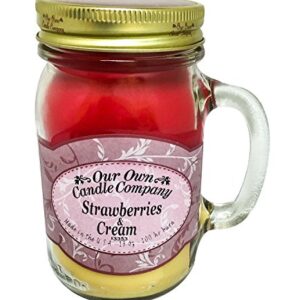 Our Own Candle Company Strawberries & Cream Scented 13 Ounce Mason Jar Candle