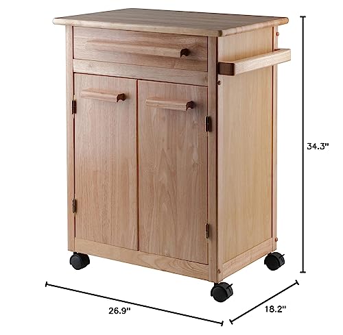 Winsome Wood Single Drawer Kitchen Cabinet Storage Cart, Natural